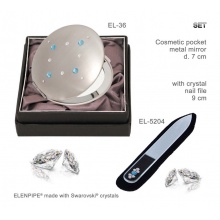 Lusterko EL-36 "Square Turquoise" + Pilnik EL-5204 "Light Aquamarine" ze Swarovski® crystals 9 cm
