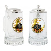 Artina kufel do piwa 1586903 "Dzik" cyna/szkło, 425 ml, 18 cm