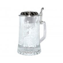 Artina kufel do piwa 93338 "Wilki" cyna/szkło, 425 ml, 18 cm