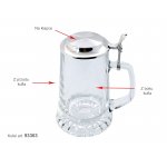 Artina kufel do piwa 93363 "Flachdeckel" cyna/szkło, 425 ml, 18 cm
