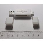 Czytnik kart OTG micro SD i SD UHS203 – przenośny, biały, plastik + metal