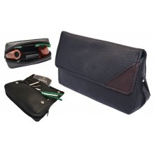 Etui na 2 fajki 33292 i tyton eko-skóra, czarne 17x10 cm