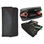 Etui na 2 fajki 33292 i tyton eko-skóra, czarne 17x10 cm