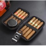 Etui na 2 fajki i akcesorii polimerowy czarny karbon kieszeń na tytoń, 11x21 cm