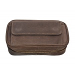 Etui na 3 fajki 833060 skóra naturalna Nubuk, brązowa, kieszeń na tytoń, 19x10 cm