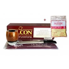 Pipe FALCON 62355517 BILLIARD set, briar, brown, straight + 25 pcs of filter discs