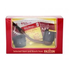 Fajka FALCON Extra Brown 627321101 ZESTAW, wrzoścowa, wygięta, brązowy cybuch