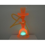 Fajka wodna 0230472 "LED" pomarańczowa, szkło, 1 wąż, 35 cm, baza ledowa, pilot w zestawie.