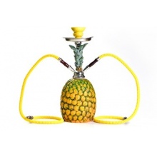 Fajka wodna 0230417 "Ananas" żółta, ceramika/plastik, 2 węże, 40 cm