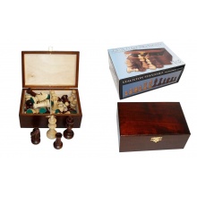 Figury szachowe 3167 Staunton N5, drewniane, brązowe, 19x13x7.5 cm, w drewnianym pudełku
