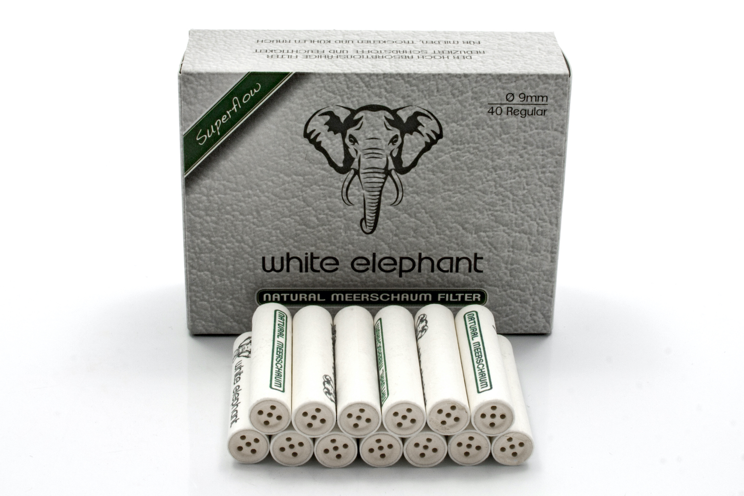 Filtry fajkowe White Elephant 05027 (640050) pianka morska/ceramika 9 mm, 40 szt./op.