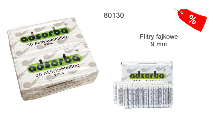 Filtry fajkowe Adsorba 80130 ceramika/plastik 9 mm, 30 szt./op.
