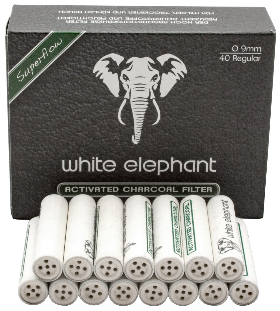 Filtry fajkowe White Elephant 050652 (640070) węgiel/ceramika 9 mm, 40 szt./op.