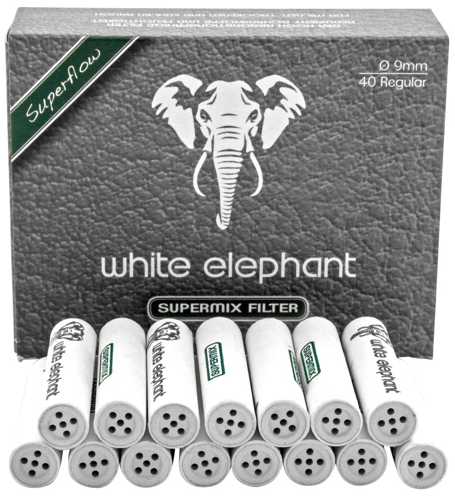 Filtry fajkowe White Elephant 050671 (640050) Supermix pianka morska/węgiel/ceramika 9 mm, 40 szt./op.