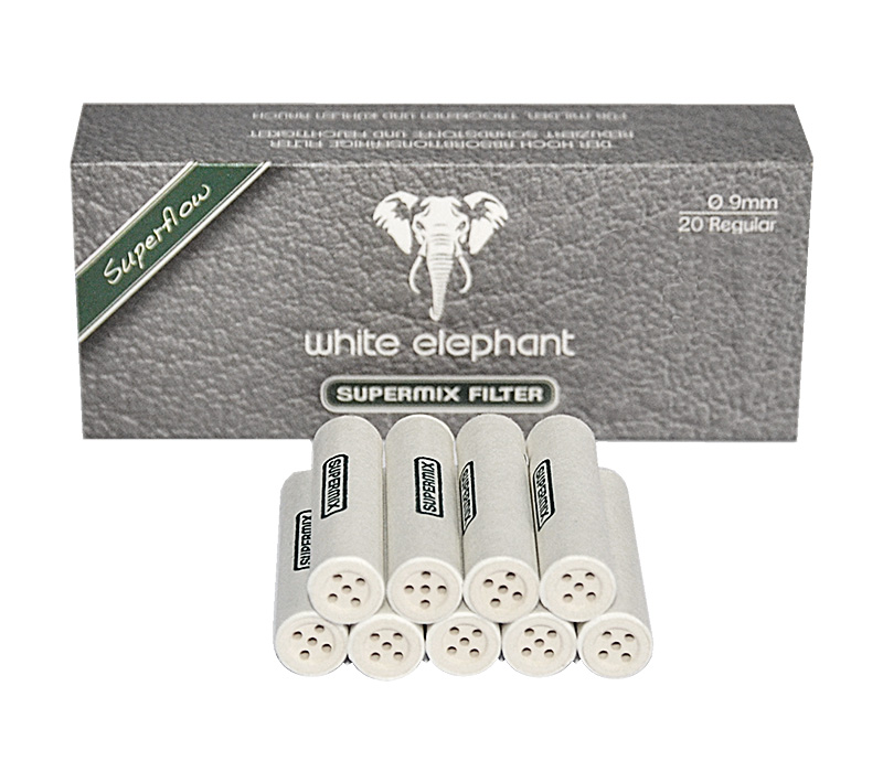 Filtry fajkowe White Elephant 050672 Supermix,  pianka morska/węgiel/ceramika, 9 mm, 20 szt