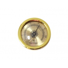 Higrometr analogowy 09108 do humidora, metal/plastik, okrągły, d=4.5 cm złoty