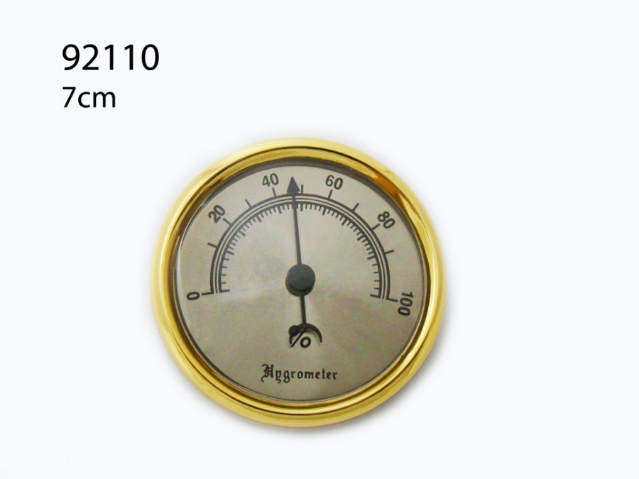 Higrometr analogowy 921100 do humidora okrągły, plastik/plastik, d= 7 cm, złoty, okrągły