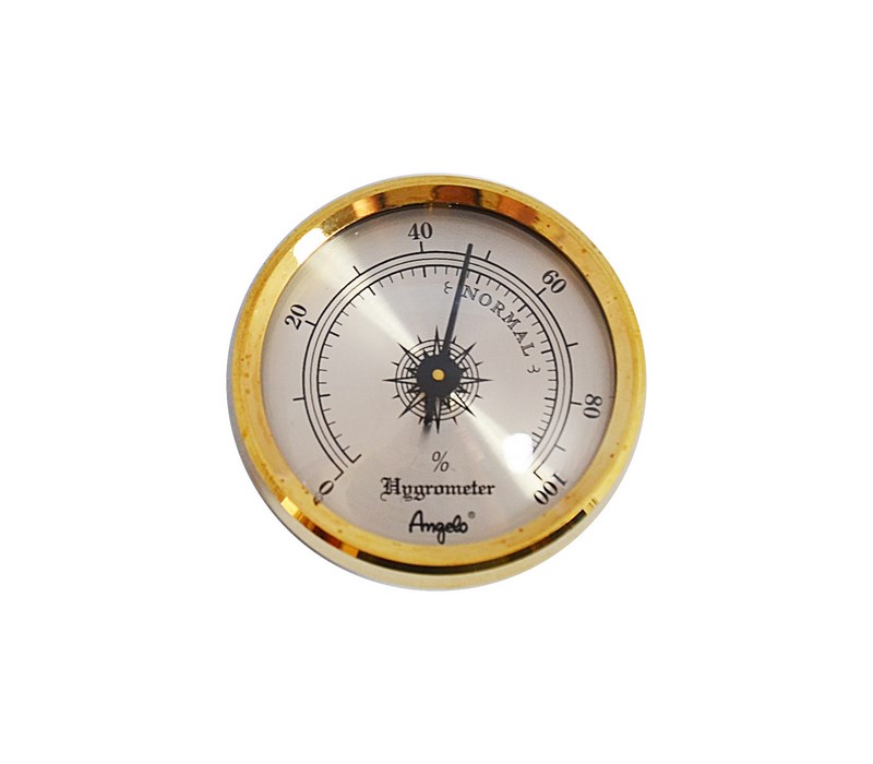 Higrometr analogowy 921190 do humidora okrągły, złoty, d=3.5 cm