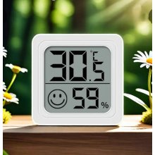 Higrometr cyfrowy 9213801 do humidora, plastik 4.4x4.4 cm prostokątny, biały