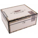 Humidor 09024 (920200) na 35-50 cygar, MDF/cedrowy fornir, beżowy wraz z wzorem 26x22x12 cm