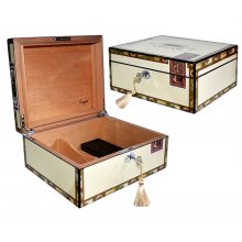 Humidor 09024 (920200) na 35-50 cygar, MDF/cedrowy fornir, beżowy wraz z wzorem 26x22x12 cm