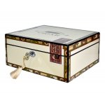 Humidor 09024 (920200) na 35-50 cygar, MDF/cedrowy fornir, beżowy wraz z wzorem 26x22x12 cm