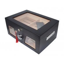 Humidor 09059 na 100 cygar, cedr/szkło, czarny 38x26.5x18 cm