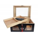 Humidor 09059 na 100 cygar, cedr/szkło, czarny 38x26.5x18 cm