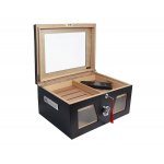 Humidor 09059 na 100 cygar, cedr/szkło, czarny 38x26.5x18 cm