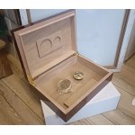 Humidor 09414 na 12 cygar, cedr/fornir, brązowy/INKRUSTACJA 28.5x21 cm