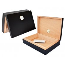 Humidor 09422 na 12 cygar, cedr/fornir, czarny, lakierowany, 26x17x6 cm