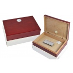 Humidor 09423 na 12 cygar, cedr/fornir, bordowy, lakierowany, 26x17x6 cm