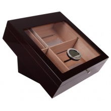 Humidor 09461 na 100 cygar, cedr, szkło, brąz, 36x40x29 cm