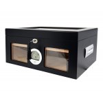 Humidor 09462 na 100 cygar, cedr, szkło, czarny, 38x26.5x18 cm PROMOCJA!