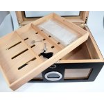 Humidor 09462 na 100 cygar, cedr, szkło, czarny, 38x26.5x18 cm PROMOCJA!