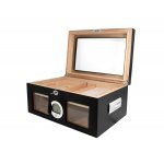 Humidor 09462 na 100 cygar, cedr, szkło, czarny, 38x26.5x18 cm PROMOCJA!