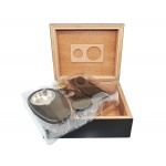 Humidor 09487 (920300) na 25 cygar czarny + ZESTAW akcesor. cedr/fornir 26x22x11 cm