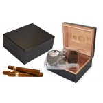 Humidor 09487 (920300) na 25 cygar czarny + ZESTAW akcesor. cedr/fornir 26x22x11 cm