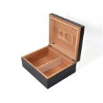 Humidor 09487 (920300) na 25 cygar czarny + ZESTAW akcesor. cedr/fornir 26x22x11 cm