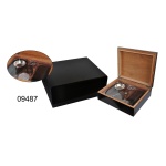 Humidor 09487 (920300) na 25 cygar czarny + ZESTAW akcesor. cedr/fornir 26x22x11 cm