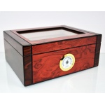 Humidor 09495 na 25 cygar, cedr, szkło, brązowy matowy, 24x19.5x10 cm