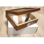 Humidor 09496 na 25 cygar cedrowy, jasny brąz, z szybą, 26x22x8 cm