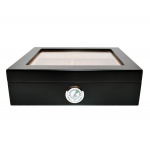 Humidor 09497 na 12 cygar, cedr, szkło, czarny matowy, 26x22x7.5 cm