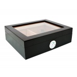 Humidor 09497 na 12 cygar, cedr, szkło, czarny matowy, 26x22x7.5 cm