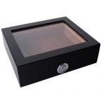 Humidor 09497 na 12 cygar, cedr, szkło, czarny matowy, 26x22x7.5 cm