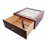 Humidor 600341 na 25 cygar, cedr, szkło, brązowy, 27x27x10 cm