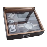 Humidor 600351 na 100 cygar, zestaw, cedr, szkło, brązowy, 31x27x11 cm