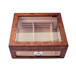 Humidor 920004 na 75-100 cygar, brązowy, MDF/cedrowy fornir, szybka, 32.5x27.5x13 cm