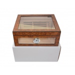 Humidor 920004 na 75-100 cygar, brązowy, MDF/cedrowy fornir, szybka, 32.5x27.5x13 cm