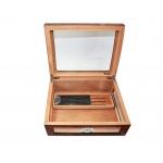 Humidor 920004 na 75-100 cygar, brązowy, MDF/cedrowy fornir, szybka, 32.5x27.5x13 cm